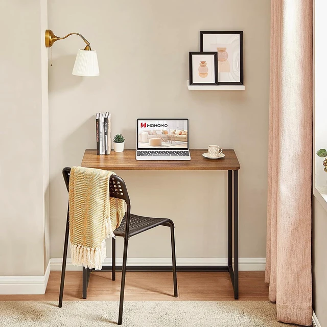 Alt view image 4 of 7 - WOHOMO Folding Desk, 31.5" Foldable Computer Table for Small Spaces, Walnut