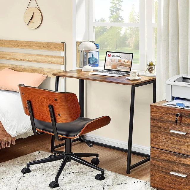 Alt view image 6 of 7 - WOHOMO Folding Desk, 31.5" Foldable Computer Table for Small Spaces, Walnut