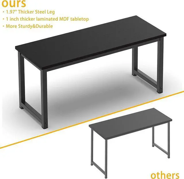 Alt view image 7 of 7 - NSdirectModern Computer Desk 63 inch Large Office Desk Writing Study Table for Home Office Desk Workstation Wide Metal Sturdy Frame Thicker Steel Legs, Black.