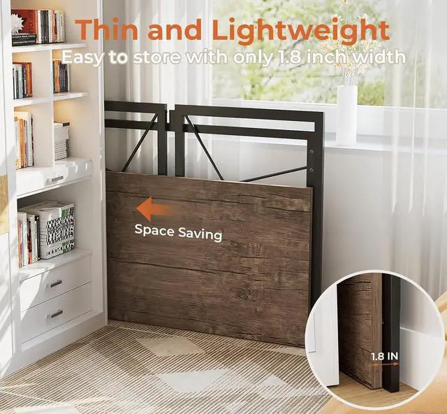 Alt view image 4 of 7 - Coavas Folding Desk No Assembly Required, 39.4 inch Writing Computer Desk Space Saving Foldable Table Simple Home Office Desk,Brown