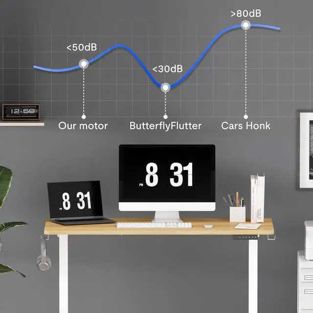 Alt view image 6 of 7 - FLEXISPOT EN1 One-Piece Standing Desk 40 x 24 Inches Height Adjustable Desk Electric Sit Stand Up Desk Home Office Desks Computer Workstation (White Frame + Maple Desktop)