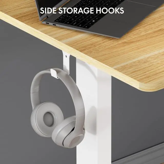 Alt view image 5 of 7 - FLEXISPOT EN1 One-Piece Standing Desk 40 x 24 Inches Height Adjustable Desk Electric Sit Stand Up Desk Home Office Desks Computer Workstation (White Frame + Maple Desktop)