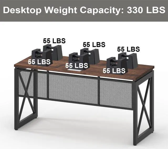 Alt view image 5 of 7 - BON AUGURE 60 Inch Computer Desk for Home Office, Industrial Metal Wood Desk, Farmhouse Large Writing Desk, Modern Sturdy Gaming Desk (Rustic Oak)