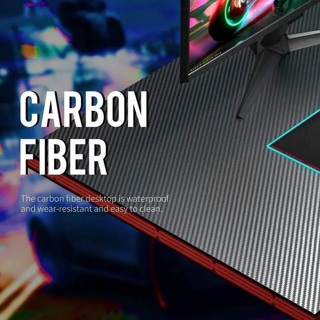 Alt view image 5 of 7 - 51 L Shaped Gaming Desk, Corner Desk with Monitor Stand, Computer PC Table for Home Office Writing Studying Working, Gamer-Friendly, Space-Saving, Easy Assemble(Black)