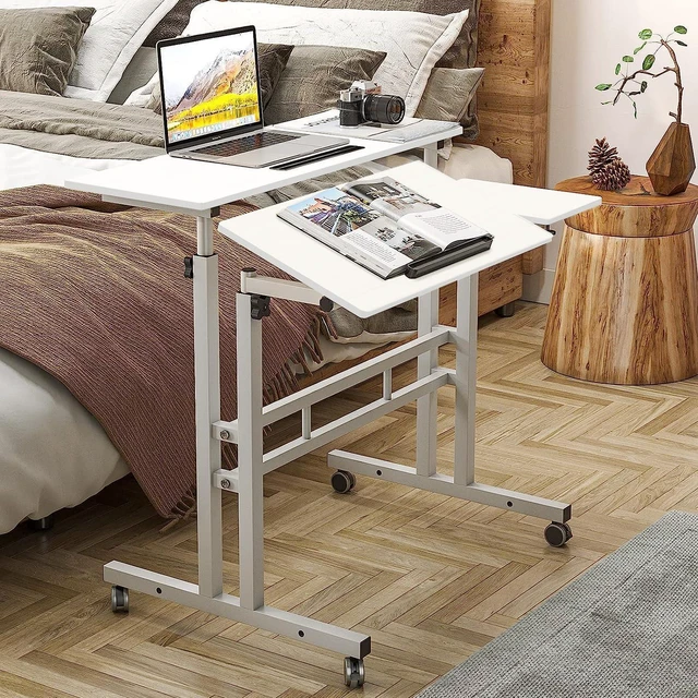 Alt view image 2 of 7 - DlandHome 23.6IN Rolling Standing Desk with Wheels Adjustable Height, White