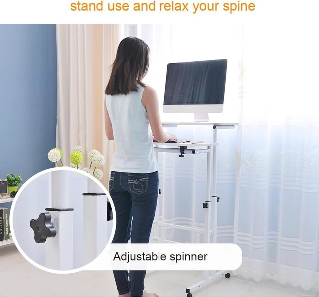 Alt view image 4 of 7 - DlandHome 23.6IN Rolling Standing Desk with Wheels Adjustable Height, White