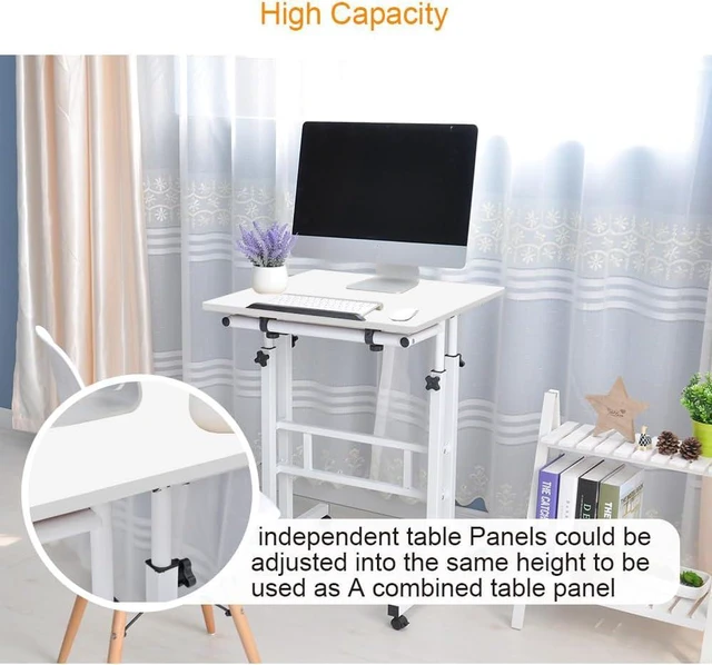 Alt view image 5 of 7 - DlandHome 23.6IN Rolling Standing Desk with Wheels Adjustable Height, White