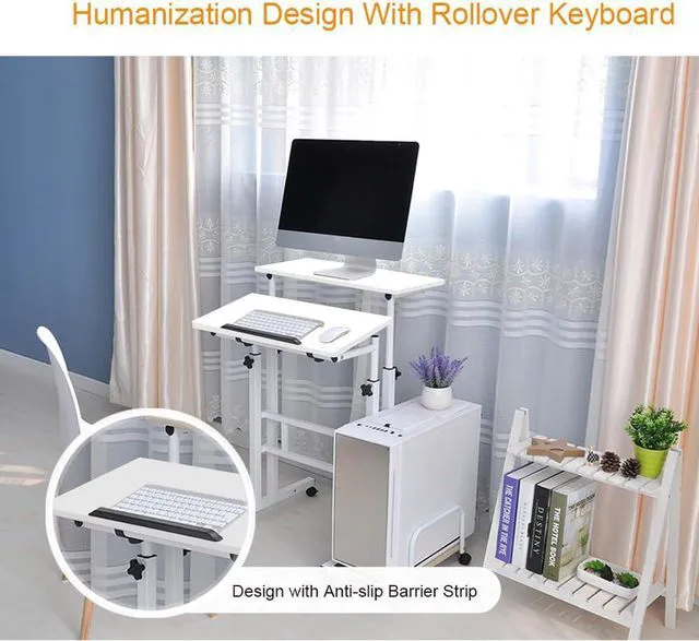 Alt view image 6 of 7 - DlandHome 23.6IN Rolling Standing Desk with Wheels Adjustable Height, White