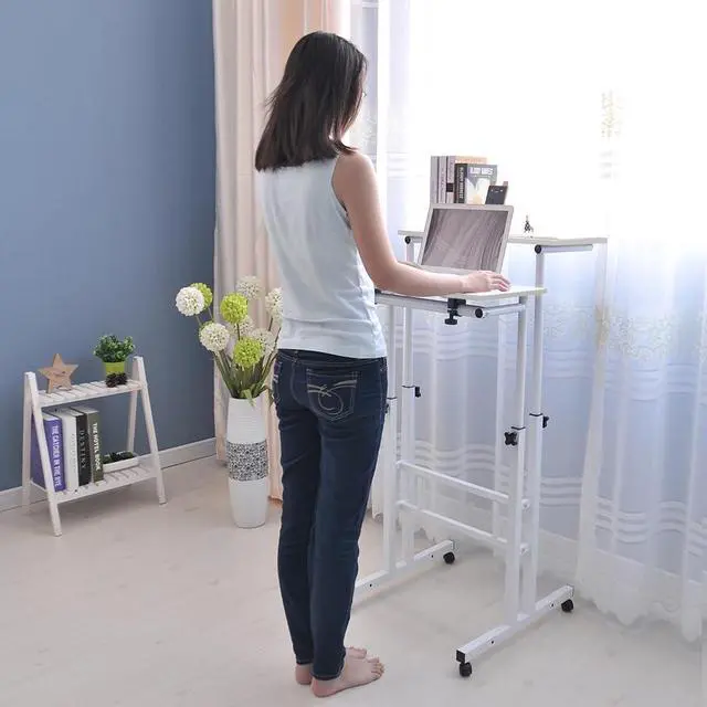 Alt view image 7 of 7 - DlandHome 23.6IN Rolling Standing Desk with Wheels Adjustable Height, White