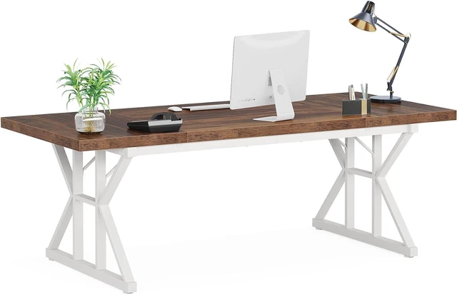 Main image of LITTLE TREE 70.8-Inch Large Executive Desk, Modern Computer Office Desk, Wooden Writing Desk Study Table for Home Office