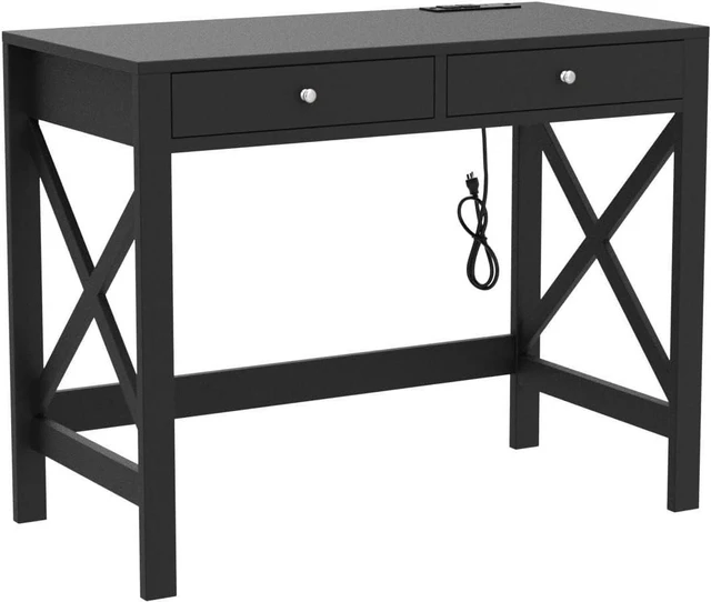 Alt view image 4 of 7 - ChooChoo 39.4 Inches Farmhouse Computer Desk with 2 Drawers