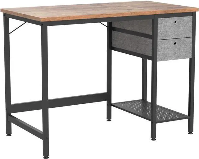 Alt view image 5 of 7 - Cubiker Computer Home Office Desk with Drawers, 40 Inch Small Desk Study Writing Table, Modern Simple PC Desk, Rustic Brown