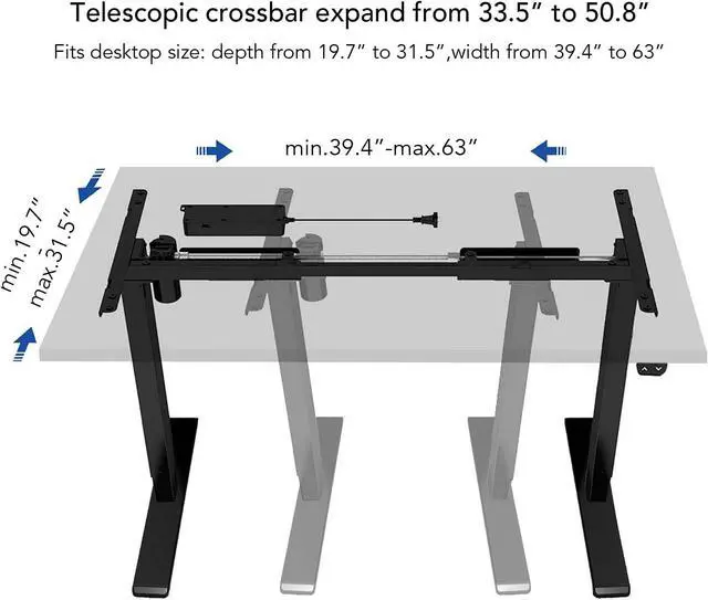 Alt view image 2 of 6 - FLEXISPOT Electric Sit Stand Desk Frame Height Adjustable Desk Base Home Office Standing Table Black Leg