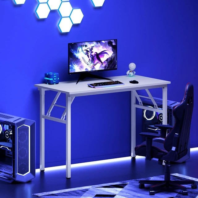 Alt view image 7 of 7 - DlandHome 31.5 Inch Small Folding Computer Desk for Home Office, White