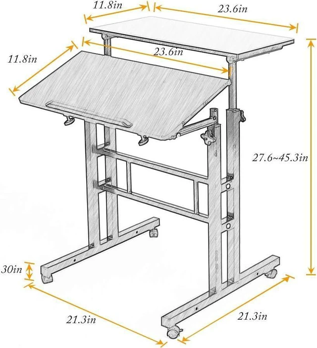 Alt view image 3 of 7 - soges Adjustable Stand Up Computer Desk on Wheels Black