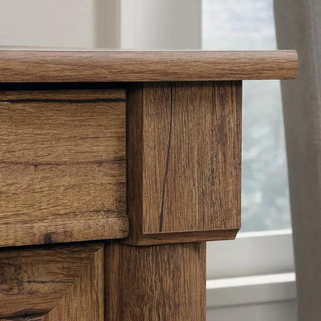 Alt view image 5 of 7 - Sauder Palladia Computer Desk with Drawers, Home Office Desk with File Cabinet Storage Drawer, Cable Management, Keyboard Tray, in Vintage Oak finish