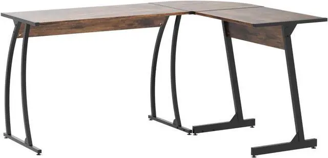 Alt view image 5 of 7 - SUPER DEAL L-Shaped Corner Desk Computer Gaming Desk - Modern Home PC Table Office Writing Workstation, Rustic Brown