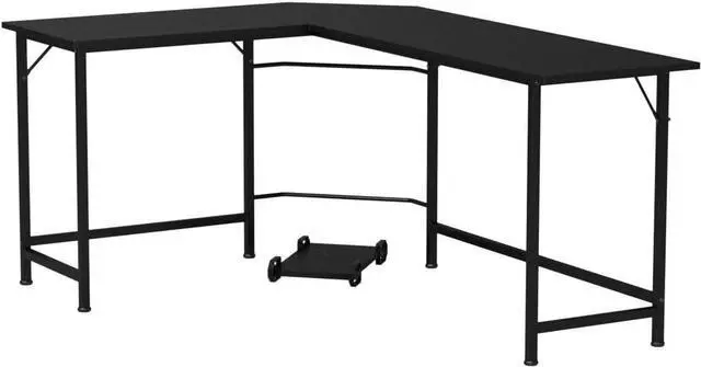 Alt view image 5 of 7 - ZenStyle 66" Modern L-Shaped Corner Computer Desk Home Office LaptopTable Gaming Workstation with CPU Stand 66.5'' x 47.3'' x 29.3'' (Black)