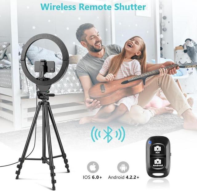 Alt view image 3 of 6 - Sensyne 14'' Ring Light with 50'' Extendable Tripod Stand, LED Circle Lights with Phone Holder for Live Stream/Makeup/YouTube Video/TikTok, Compatible with All Smartphones