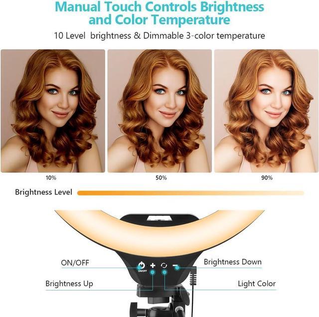Alt view image 6 of 6 - Sensyne 14'' Ring Light with 50'' Extendable Tripod Stand, LED Circle Lights with Phone Holder for Live Stream/Makeup/YouTube Video/TikTok, Compatible with All Smartphones