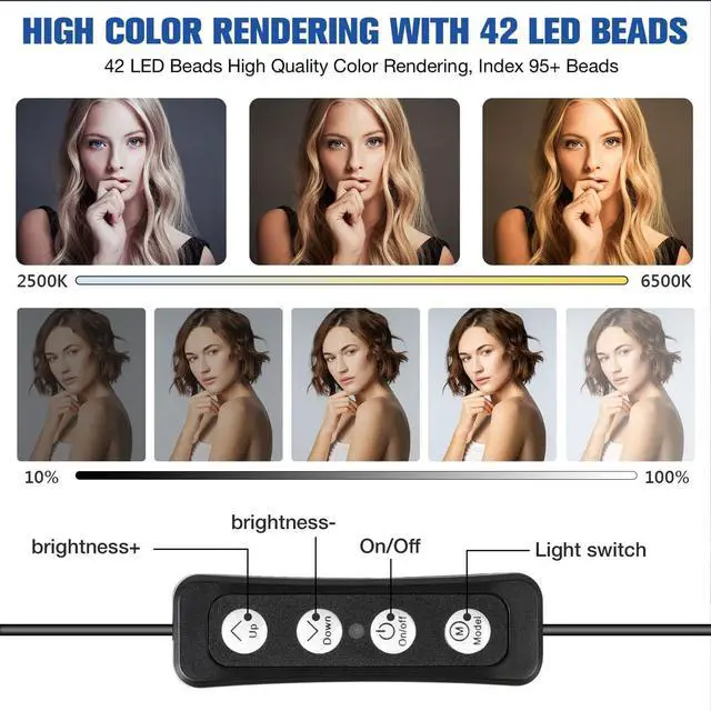 Alt view image 5 of 7 - Webcam Lighting,Ring Light for Laptop/Computer,Zoom Call Lighting,4''Small Video Conference Lighting with Webcam Style Mount and Tripod,3 Light Modes&10 Brightness Levels,Selfie 3000k, 4inch