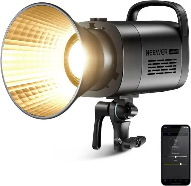 Main image of NEEWER CB60B 70W LED Video Light with 2.4G&APP Control, COB Bi Color 2700K-6500K 34000Lux at 1m/CCT CRI97+/12 Scenes/Bowens Mount, Bluetooth, with Reflector, Power Cord, Manual, Studio/Video Recording