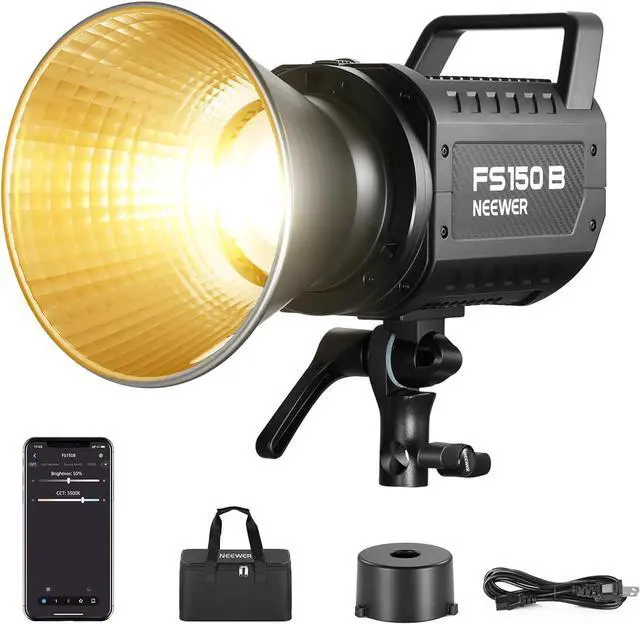 Main image of NEEWER FS150B LED Video Light 2.4G/APP Control,130W Bi Color COB Silent Photography Continuous Output Lighting with 4 Types Precise Dimming, 72000lux/1m, 2700K-6500K, CRI 97+,12 Effects, Bowens Mount