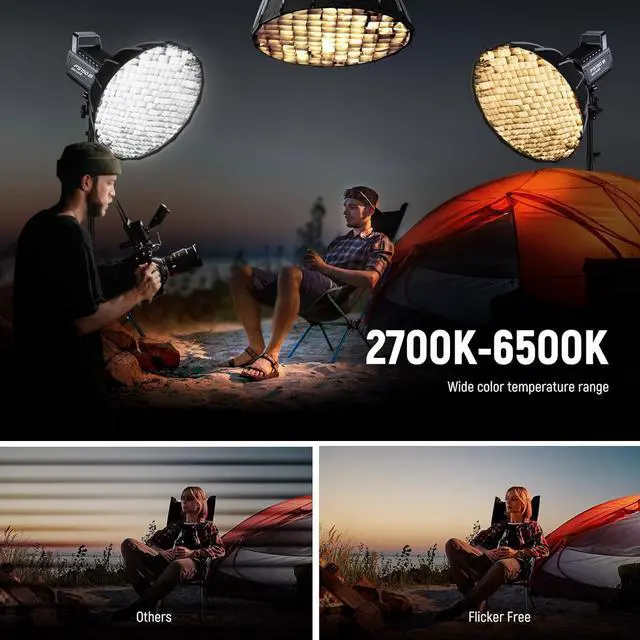 Alt view image 4 of 7 - NEEWER FS150B LED Video Light 2.4G/APP Control,130W Bi Color COB Silent Photography Continuous Output Lighting with 4 Types Precise Dimming, 72000lux/1m, 2700K-6500K, CRI 97+,12 Effects, Bowens Mount