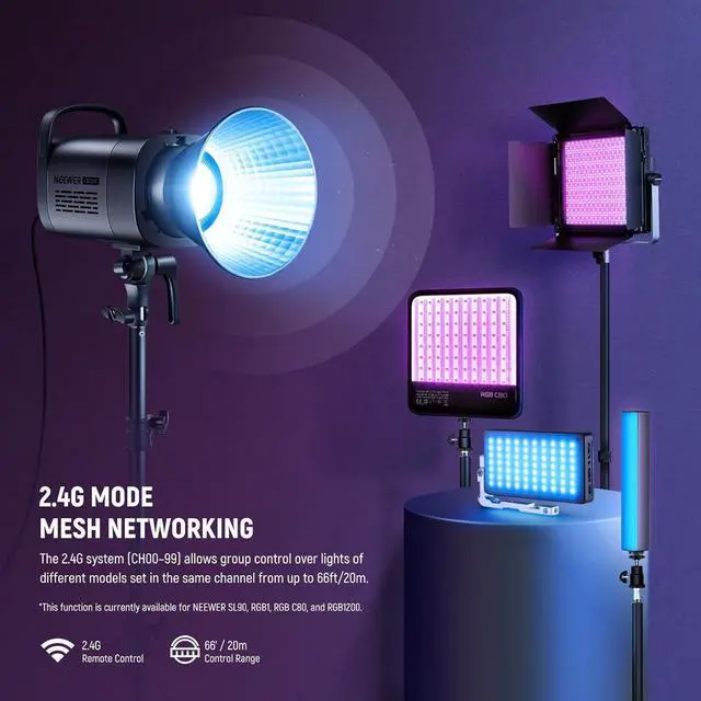 Alt view image 6 of 7 - CB100C 130w RGB LED Video Light, APP/2.4G Control 360° Full Color 2700K-6500K 27000lux/m COB Bowens Mount Silent Continuous Output Lighting TLCI/CRI97+ 17 Scenes for Video Recording Photography