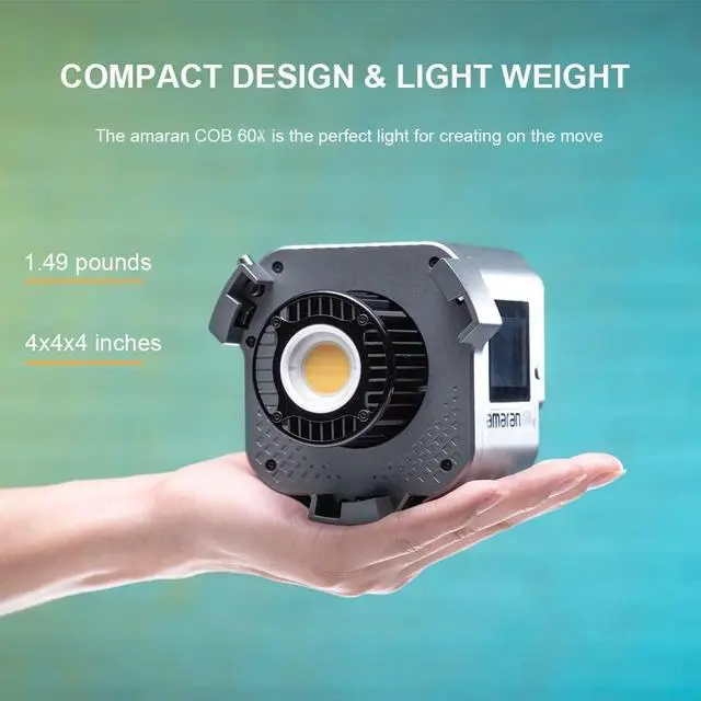 Alt view image 7 of 7 - Amaran COB 60X S LED Video Light Bowens Mount,33,300 lux @1m Bi-Color 2700-6500k Photography Studio Lighting,AC/DC Power Support with App Control for Studio Live Streaming Video Shooting