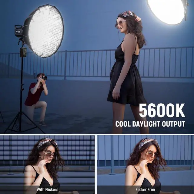 Alt view image 4 of 7 - NEEWER FS150 LED Video Light 2.4G/APP Control, 130W 5600K COB Daylight Silent Photography Continuous Output Lighting 4 Precise Dimming Types 102000lux/1m CRI97+ 9 Effects Bowens Mount, US Plug