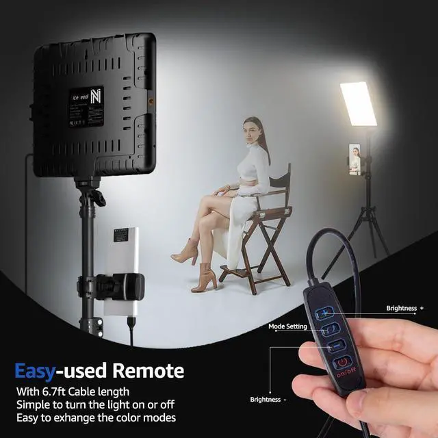 Alt view image 2 of 7 - 2-Pack LED Video Light Kit, NiceVeedi Studio Light, 2800-6500K Dimmable Photography Lighting Kit with Tripod Stand&Phone Holder, 73" Stream Light for Video Recording, Game Streaming, YouTube