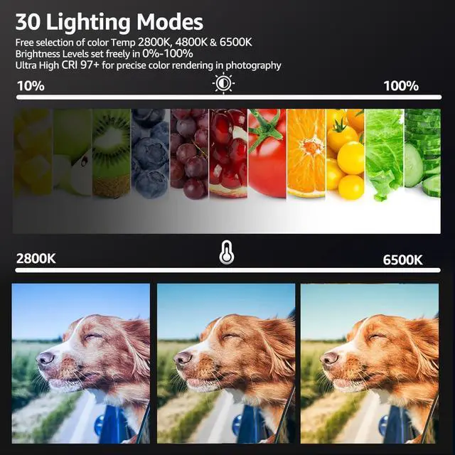 Alt view image 3 of 7 - 2-Pack LED Video Light Kit, NiceVeedi Studio Light, 2800-6500K Dimmable Photography Lighting Kit with Tripod Stand&Phone Holder, 73" Stream Light for Video Recording, Game Streaming, YouTube