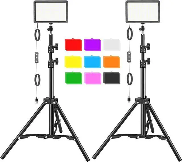 Main image of Studio LED Video Light Kit - 9 Color Filters, Adjustable Tripod, for Photo Video Streaming
