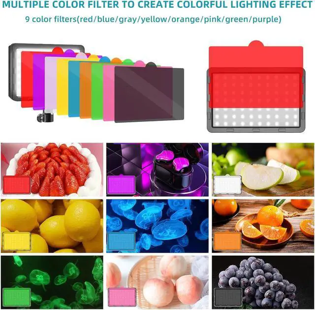Alt view image 2 of 7 - Studio LED Video Light Kit - 9 Color Filters, Adjustable Tripod, for Photo Video Streaming