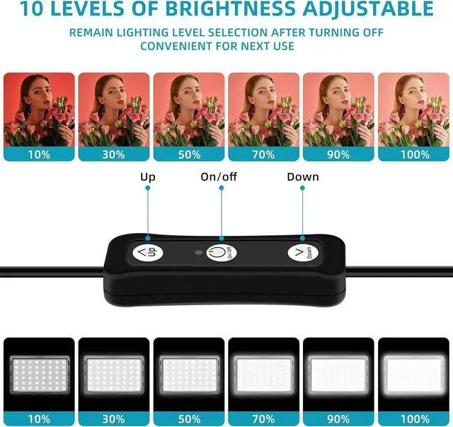 Alt view image 4 of 7 - Studio LED Video Light Kit - 9 Color Filters, Adjustable Tripod, for Photo Video Streaming