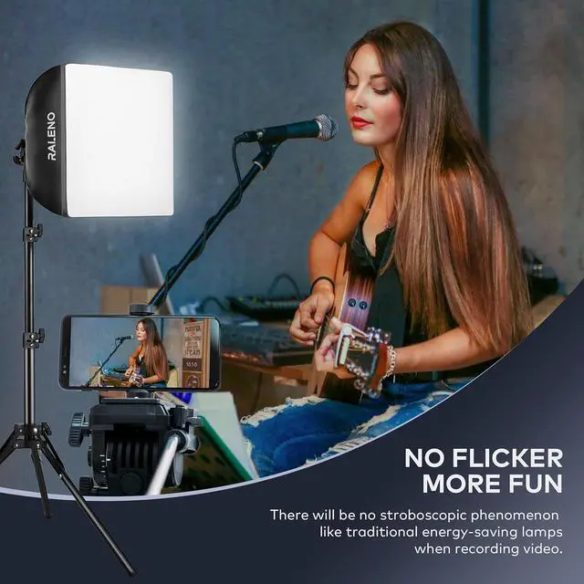 Alt view image 4 of 7 - RALENO Softbox Lighting Kit, 16'' x 16'' Photography Studio Equipment with 50W / 5500K / 90 CRI LED Bulb, Continuous Lighting System for Video Recording and Photography Shooting