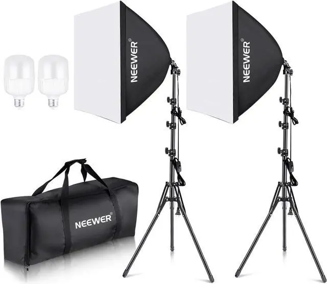Main image of 700W Equivalent Softbox Lighting Kit, 2Pack UL Certified 5700K LED Lighting Bulbs, 24x24 inches Softboxes with E26 Socket, Photography Continuous Lighting Kit Photo Studio Equipment