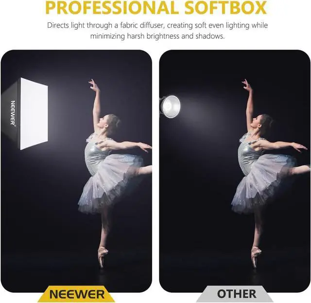 Alt view image 5 of 7 - 700W Equivalent Softbox Lighting Kit, 2Pack UL Certified 5700K LED Lighting Bulbs, 24x24 inches Softboxes with E26 Socket, Photography Continuous Lighting Kit Photo Studio Equipment