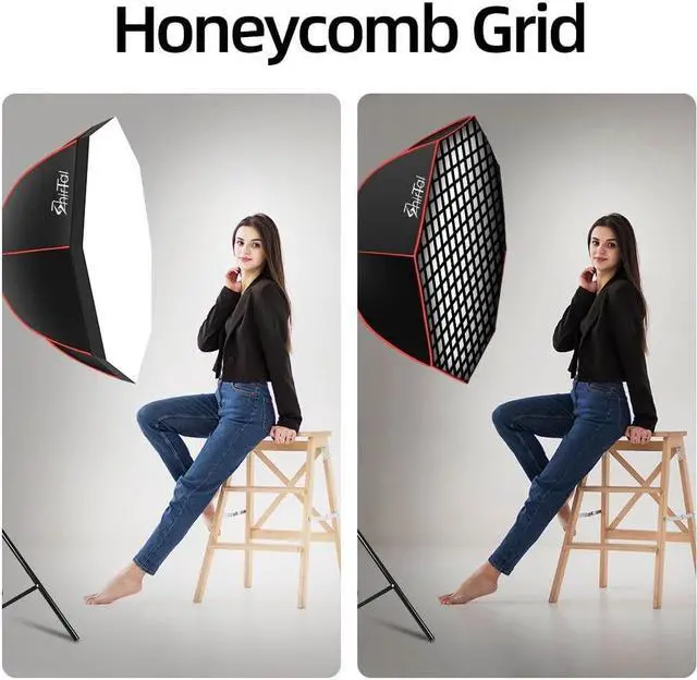 Alt view image 6 of 6 - Softbox Photography Lighting Kit,37" Octange Softbox Lighting Kit with Honeycomb Grid 110W 2700K-6500K 11000Lux Dimmable LED Prismatic Lamp and Remote Control, Lighting for Video Recording