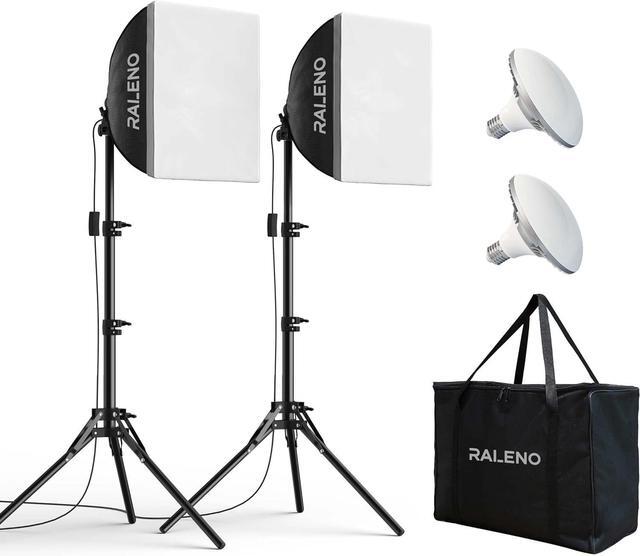 Main image of RALENO® Softbox Lighting Kit, 2 x 16'' x 16'' Photography Studio Equipments with 50W / 5500K / 90 CRI LED Bulbs, Continuous Lighting System for Video Recording and Photography Shooting