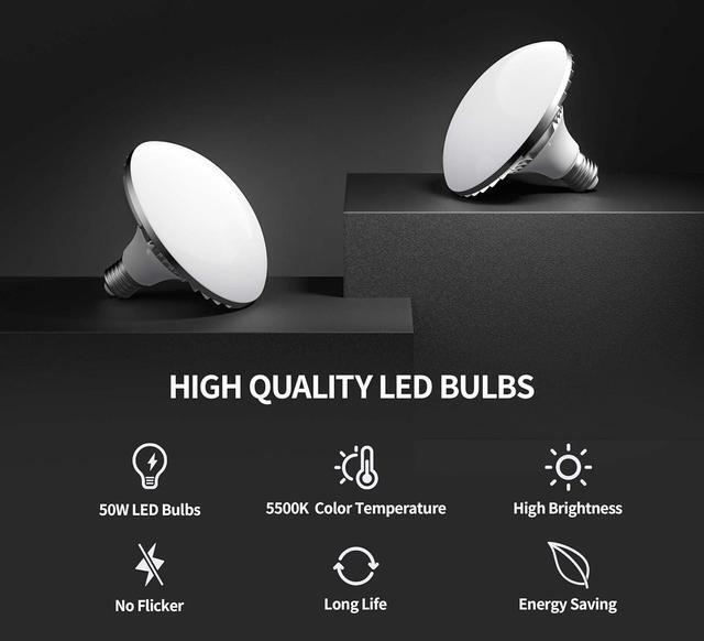 Alt view image 4 of 7 - RALENO® Softbox Lighting Kit, 2 x 16'' x 16'' Photography Studio Equipments with 50W / 5500K / 90 CRI LED Bulbs, Continuous Lighting System for Video Recording and Photography Shooting