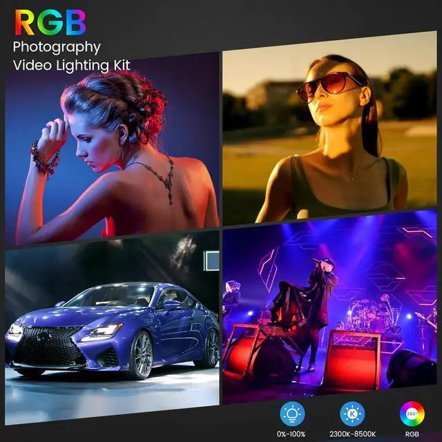 Alt view image 7 of 7 - RGB Photography Video Lighting Kit, 2 Pack 50W Bi-Color Energy-Saving LED Video Studio Lights with 2300k~8500k Dimmable CRI 97+ for Filming Camera Photo Recording Stage Shooting Streaming YouTube TikT