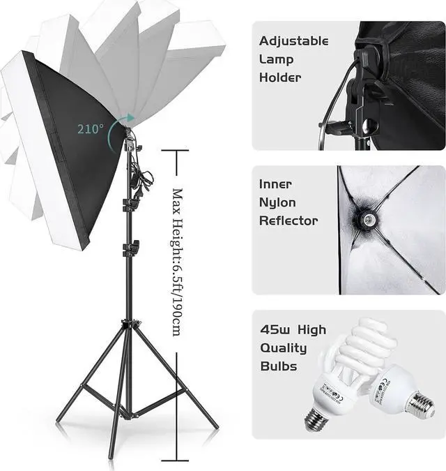 Main image of Photography Lighting Kit, Light Box Photography with Backdrap Stand, Photo Backdrops for Photo Studio Product, Portrait and Video Shooting