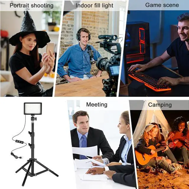 Alt view image 3 of 7 - LED Photo Video Light 2-Pack, Ci-Fotto Dimmable 5600K USB LED Continuous Light Photography Light with Tripods and Color Filters for Photo Studios, YouTube, TikTok, Video Recording, Game Streaming