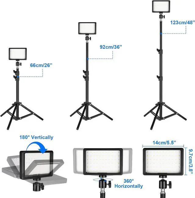 Alt view image 5 of 7 - LED Photo Video Light 2-Pack, Ci-Fotto Dimmable 5600K USB LED Continuous Light Photography Light with Tripods and Color Filters for Photo Studios, YouTube, TikTok, Video Recording, Game Streaming