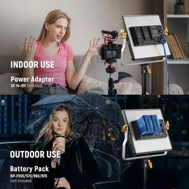 Alt view image 4 of 7 - Neewer 2 Packs Dimmable Bi Color 480 LED Video Light Kit, 3200~5600K CRI 96+ LED Panel with U Bracket, 75 inches Tripod Light Stand for YouTube Recording Studio Photography Streaming Key Lighting