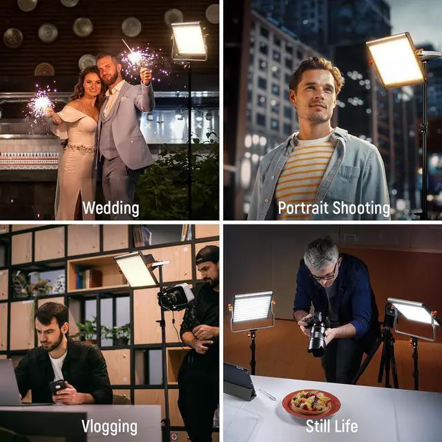 Alt view image 6 of 7 - Neewer 2 Packs Dimmable Bi Color 480 LED Video Light Kit, 3200~5600K CRI 96+ LED Panel with U Bracket, 75 inches Tripod Light Stand for YouTube Recording Studio Photography Streaming Key Lighting