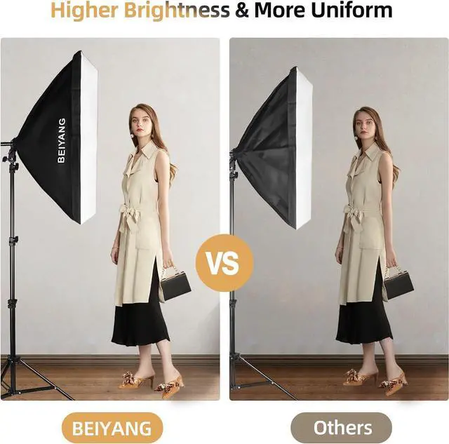 Alt view image 7 of 7 - Softbox Lighting Kit Photography Soft Box 20'' X 28'', 85W Studio 6000k Bulb LED Light, 6.7'Light Stand, Remote Set, BEIYANG