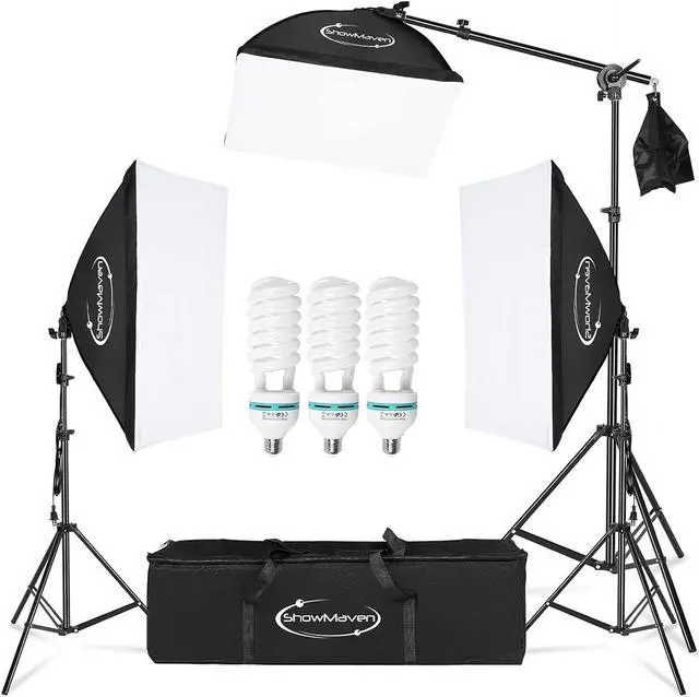 Main image of ShowMaven Softbox Lighting Kit Photography- Professional Continuous Light System Photo Lighting Kit with E27 135W Bulbs 5500K Photo Equipment for Portraits Video Shooting